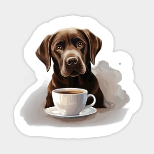 Labrador Retriever Drinking Coffee Sticker